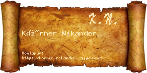 Körner Nikander névjegykártya